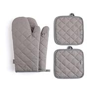 Lot de 4 maniques et maniques de cuisine - Doublure 100 % coton - Gants de cuisine résistants - Poignée texturée antidérapante - Gants de cuisine pour barbecue, four, four à micro-ondes - Gris