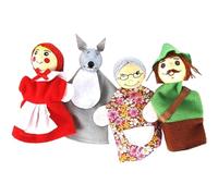 Ensemble de 4 marionnettes à Main pour Enfants, Petit Chaperon Rouge, Jouet interactif, Jeu de rôle, théâtre marionnettes Dessin animé pour Enfants en Bas âge, Conte Contes