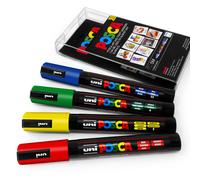 Ensemble De 4 Marqueurs De Peinture Uni Posca PC-5M Dans Un Étui En Plastique