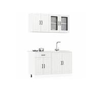 vidaXL Ensemble de 4 meubles de cuisine ""Lucca"" en bois d'ingénierie blanc brillant 3314863