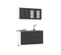 Ensemble de 4 meubles de cuisine "Lucca" en bois d'ingénierie noir 3314862