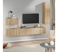Ensemble de 4 meubles TV en chêne Sonoma - Meuble TV élégant en bois et armoires de rangement pour l'organisation du salon et la décoration d'intérieur moderne