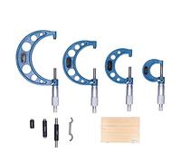 Ensemble de 4 Micromètres Externes, Ensemble D'outils de Mesure en Métal de Haute Précision pour Micromètre Extérieur pour Mesurer le Diamètre Extérieur 25/50/75/100 Mm 0,01 Mm