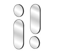 AltoBuy Ensemble de 4 Miroirs Déco Ronds et Ovale Noir