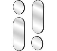 AltoBuy Ensemble de 4 Miroirs Déco Ronds et Ovale Noir