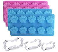 Ensemble de 4 moules en silicone avec pattes de chien et 3 paquets Emporte-pièce en os en acier inoxydable, Sourceton Tailles assorties Moule en biscuit avec os de chien