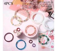 Ensemble de 4 moules en silicone pour la fabrication de bijoux DIY - Formes variées, bracelets ronds et larges, kit d'outils de moulage en résine époxy avec compte-gouttes 4pcs-62mm-fine