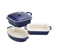 Ensemble de 4 moules p tisserie Staub Ceramics, cocotte avec couvercle, moule brownie bleu fonc
