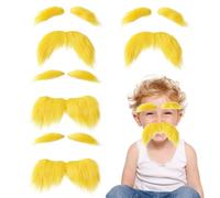 Ensemble De 4 Moustaches Blondes Et Sourcils Jaunes Fausse Barbe Et Sourcils Autocollants Amusants Accessoires De Costume De Cosplay pour Halloween Festival Déguisement Cadeaux De Fête
