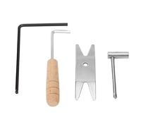 Ensemble de 4 outils de réparation pour guitare avec manche en bois, clé hexagonale et jeu de douilles pour le réglage du tige de renfort, idéal pour l’entretien et le réglage des