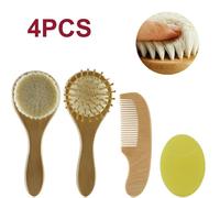 Ensemble De 4 Peignes À Brosse En Bois Pour Bébé, Masseur De Tête De Bain Pour Nouveau-Né, Outils De Soins, Peigne Pour Nourrissons, Masseur De Tête Portable