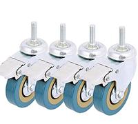 Ensemble de 4 pièces, BoYeeBo Industrial lockable thread Rod mounted Rotating Wheel 360° Rotating no marked 3 inch wheel with brakes for cart, cart and furniture, cart, Workbench (M10)