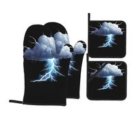 Ensemble de 4 pièces de cuisine WHJDPP assourdissant le tonnerre et la foudre - Isolation thermique et anti-brûlure - Pour cuisine et barbecue en plein air