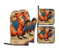 Ensemble de 4 pièces de cuisine WHJSSF le renard cueilleur de raisin thermo-isolant et résistant aux brûlures pour la cuisine et le barbecue en plein air