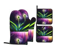 Ensemble de 4 pièces de cuisson HJFCZH Flowers Under The Sunshine Imprime Thermique Résistant aux brûlures pour Cuisine Cuisson et Barbecue en plein air