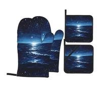 Ensemble de 4 pièces de cuisson WHJDPP The Sea Under The Stars - Isolation thermique et anti-brûlure - Pour cuisine et barbecue en plein air