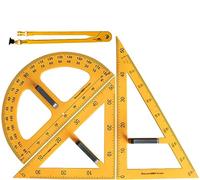 Ensemble de 4 Pièces de Géométrie de Tableau Blanc Magnétique pour Salle de Classe, Ensemble D'outils de Géométrie de Règle Mathématique, Comprend Une Boussole, Un Rapporteur, Une Règle À 2 Triangles
