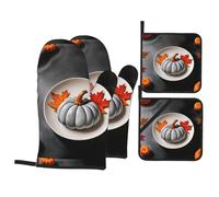 Ensemble de 4 pièces de peinture de citrouille WHJSSF pour cuisine - Isolation thermique et anti-brûlure - Pour cuisine et barbecue en plein air
