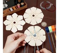 Ensemble de 4 pièces d'outils de tissage de bracelet en disque de bois en forme de fleur, convient pour la fabrication de bracelets d'amitié, le tissage de cordes combinées, la fabrication de bijoux D