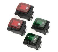 Ensemble de 4 Pièces, Interrupteur à Bascule Noir étanche, 4 Broches, 2 Positions Marche/arrêt, Lampe Rouge et Verte