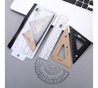 Ensemble De 4 Pièces Ours De Dessin Animé Kawaii, En Plastique, Triangle Droit, Géométrie, Règle, Dessin Boussole, Papeterie Mathématique Pour L'école