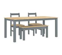 Ensemble de 4 pièces Panama gris en pin massif avec finition cire de miel - Durable et respectueux de l'environnement pour une salle à manger élégante
