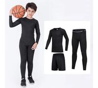 Ensemble de 4 pièces pour enfant : T-shirt de compression MMA + Pantalon, Rashguard, Short de Muay Thai, Rash Guard BJJ pour garçon, Tenue de boxe C
