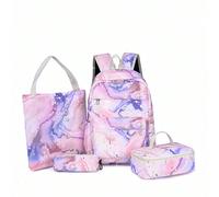 Ensemble de 4 pièces : sac à dos, sac fourre-tout, sac isotherme, trousse à crayons. Sac à dos classique de couleur unie pour dames/garçons, décontracté et de voyage. Sac à dos grande capacité. Sac d'