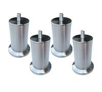 Ensemble de 4 pieds de meubles en acier inoxydable, pieds de canapé en métal, pieds de support de rechange, pieds d'armoire avec vis M8, pour lit, table basse, meuble TV, pouf, argent (12,5 cm/4,92 p