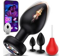Ensemble de 4 Plugs Anals avec Poire a Lavement pour Anus - Douceur Soyeuse, Butt Plug Anus Femme Gode Homme Plug Anal Vibrant 10 Modes Sex Toys, Dildo Sextoyse Couple Plaisir Jouet Adulte, +APP