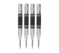 Ensemble de 4 points de centrage automatiques, outil de pointage en acier rapide, marqueur de trous de précision de 5 pouces pour le métal, le bois et le PVC, avec poignée moletée (Noir Blanc)