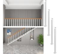 Ensemble de 4 poteaux de Balustrade en Fer forgé pour escalier, Grenier, terrasse et Porche. Balustres Blancs à Fixer au Sol, pour Garde-Corps extérieur et intérieur, Poteau de Cour.