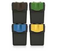 Prosperplast Poubelles de tri Keden SORTI BOX – 4x20 L – Noir – 100% plastique recyclé