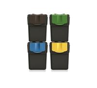 Prosperplast Poubelles de tri Keden SORTI BOX – 4x20 L – Noir – 100% plastique recyclé