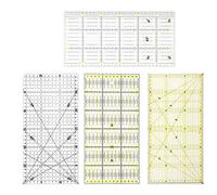 Ensemble de 4 règles de matelassage double couleur, outils de mesure de couture avec lignes de grille, règle en plastique transparent pour travaux manuels, échelle précise pour