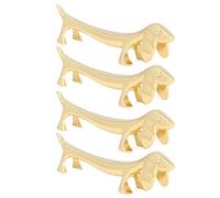 Ensemble de 4 Repose-baguettes en Forme D'animal Doré, Porte-baguettes en Alliage de Zinc de Qualité Supérieure, Repose-couverts Anti-roulis Réutilisable pour Cuillère (Chienne)