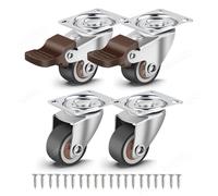 Ensemble de 4 roulettes en caoutchouc de 1 à 2 pouces, pour meubles robustes, armoires, Mini roulettes, roue pivotante lisse sans bruit 2 fixes, 2 mobiles