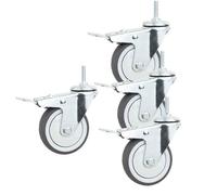 Ensemble de 4 roulettes pivotantes en caoutchouc M10/12 de 3 pouces avec rotation à 360 degrés,antidérapantes et résistantes à l'usure,robustes avec frein pour une mobilité et une stabilité optimales.