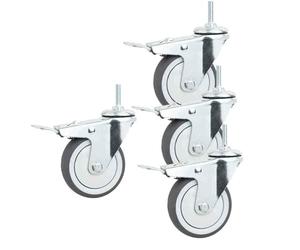 Ensemble de 4 roulettes pivotantes en caoutchouc M10/12 de 3 pouces avec rotation à 360 degrés,antidérapantes et résistantes à l'usure,robustes avec frein pour une mobilité et une stabilité optimales.