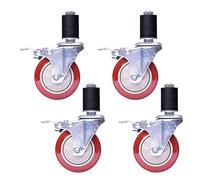 Ensemble de 4 roulettes pivotantes Robustes en polyuréthane avec Frein, Tige M12x60 mm, pour établi, Chariot et mobilier. Conception Tubulaire Ronde Durable pour Une mobilité aisée.