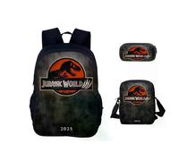 Ensemble de 4 sacs d'école Jurassic World Classic : sac à dos, trousse et sac à bandoulière en toile,