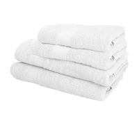 ENSEMBLE DE 4 SERVIETTES DE BAIN : 2 serviettes de lavabo 50X90 ; 2 serviettes de douche 70X140CM 450 gr/m2 100% coton BLANC