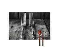 Ensemble de 4 Sets de Table lavables en Vinyle tissé résistant à la Chaleur, avec Emplacement pour Fourchette, antidérapants et faciles à Nettoyer, pour la décoration de la Table de Cuisine et de sa