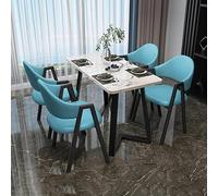 Ensemble de 4 tables de cuisine et de salle de bain en fourrure bleue avec 4 chaises - Parfait pour le petit déjeuner et les repas de famille