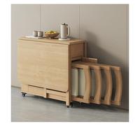 Ensemble de 4 tables de salle à manger en bois massif avec chaises, meuble de cuisine pliable et peu encombrant, table basse de style rustique extensible avec roulettes et tiroirs