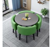Ensemble de 4 tables de salle à manger en bois massif avec chaises rondes/carrées, table de conférence moderne et chaise de réception, meubles élégants pour salon et salle à manger (80 cm)
