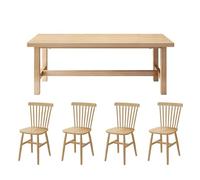 Ensemble de 4 tables de salle à manger rectangulaires en bois avec 4 chaises, parfaites pour la maison, le restaurant ou la maison de location