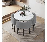 Ensemble de 4 tables de salle à manger rondes avec chaises - Mobilier de salle à manger peu encombrant pour restaurants et cafés - Coussins confortables en coton et éponge