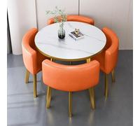 Ensemble de 4 tables de salle à manger rondes modernes avec plateau en marbre facile à nettoyer et chaises de bureau élégantes - Design contemporain - Assemblage rapide - Durable et élégant