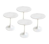 Ensemble de 4 Tables Rondes avec des Pieds en métal Blanc, Gain de Place pour Salle à Manger, Cuisine ou Bureau, 2-4 Places.
